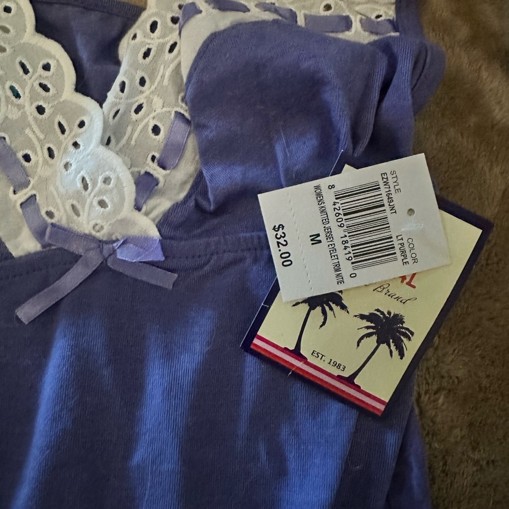 Soft Lace Trim Cotton Blend Babydoll Nightgown NEW - Picture 7 of 10